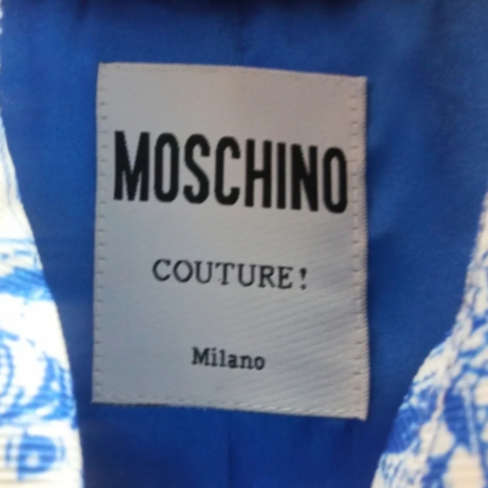 Moschino Blue Print Dress Coat - Picture 8 of 9
